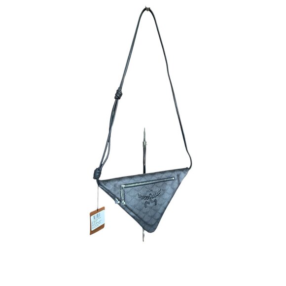 MCM GRAY Canvas and leather Triangle Shoulder Bag - Picture 3 of 14